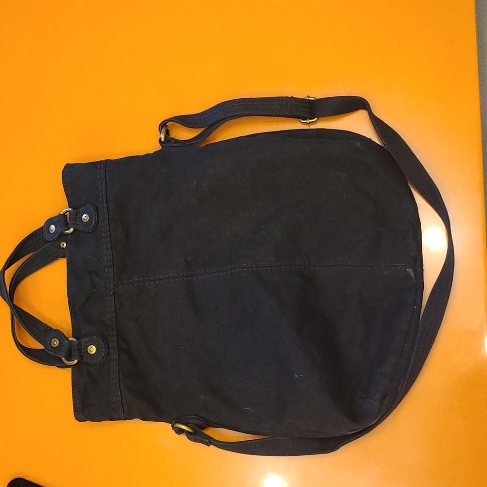 Old Navy Black durable canvas tote bag, with 2 handles & adjustable strap